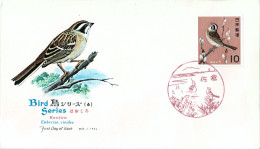 JAPAN 1964 Mi 831 SIBERIAN MEADOW BUNTING FDC - Pájaros Cantores (Passeri)