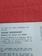 Doodsprentje Gustaaf Jacqueloot / Oostende 18/9/1908 - 17/11/1976 ( Flora Deprez ) - Godsdienst & Esoterisme