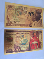 BANKNOTE / GOLDFOIL BILJET/  20 POUND/ QUEEN ELIZABETH  !!/ SOUVENIR BILJET / UNC ** Goldfoil 036A ** - Sonstige & Ohne Zuordnung