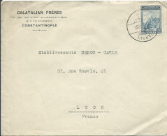 TURQUIE LETTRE 12k50 CONSTANTINOPLE POUR LYON ( RHONE ) + VIGNETTE DE 1930  LETTRE COVER - Cartas & Documentos