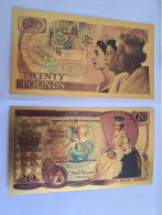 BANKNOTE / GOLDFOIL BILJET/  20 POUND/ QUEEN ELIZABETH  !!/ SOUVENIR BILJET / UNC ** Goldfoil 036B ** - Other & Unclassified