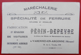 55 VARENNES EN ARGONNE Carte De Metier PERIN DEPEYRE Marechalerie - Visitekaartjes