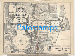 230191 ITALY VATICANO PALACE PONTIFICIO & BASILICA S. PIETRO MAP MAPA 21.5 X 16 CM NO POSTAL POSTCARD - Europa