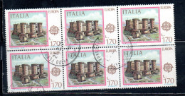 ITALIA REPUBBLICA ITALY REPUBLIC 1978 EUROPA UNITA CEPT MONUMENTI LIRE 170 BLOCCO BLOCK USATO USED OBLITERE' - 1971-80: Used