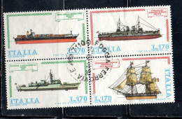 ITALIA REPUBBLICA ITALY REPUBLIC 1978 COSTRUZIONI NAVALI NAVI ITALIANE SHIPS SHIPBUILDING BLOCCO BLOCK USATO USED - Blocks & Sheetlets