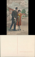 Ansichtskarte  Mann Frau Liebe Ach Wie Ist Möglich Colorierte Fotokarte 1913 - Personnages