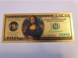 BANKNOTE / GOLDFOIL BILJET / LEONARDO DA VINCI/MONA LISA/ $100,-/ SOUVENIR BILJET / UNC ** Goldfoil 037 ** - Sonstige & Ohne Zuordnung