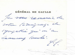 AUTOGRAPHE CARTE DE VISITE  " GENERAL DE GAULLE " - People