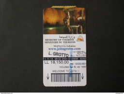 LIBAN LEBANON LIBANO TICKET GROTTO GROTTA JEITA ENTREE ARCHEOLOGIC - Libano