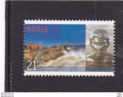 Norway Norwegen 2016 Sarpefossen Waterfall Wasserfall In The Background Railway Bridge Crossing Sarpef Mi 1850 MNH ** - Nuovi