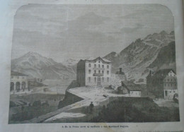 D203539 P620 Switzerland Passo Del S. Gottardo -  Restaurant Prosa - Airolo - Woodcut From A Hungarian Newspaper   1866 - Prenten & Gravure