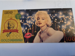 BANKNOTE / GOLDFOIL BILJET / MARILYN MONROE/  $100,- / SOUVENIR BILJET / UNC ** Goldfoil 039 ** - Other & Unclassified