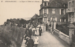 CARTE POSTALE ORIGINALE ANCIENNE : ARROMANCHES LA DIGUE ET L'HÔTEL DE LA MARINE ANIMEE CALVADOS (14) - Arromanches