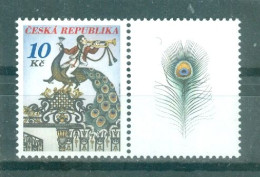 REPUBLIQUE TCHEQUE - N°492** MNH SCAN DU VERSO - Série Courante. Joueur De Trompette Sur Un Paon. Avec Vignette Sans Val - Nuovi