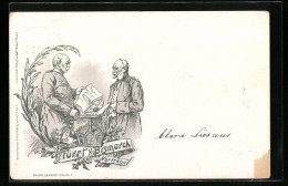 Lithographie Fürst Bismarck Beim Vortrag Bei Kaiser Wilhelm I., Ganzsache 5 Pfennig  - Historical Famous People