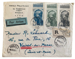 !!! CAMEROUN, PLI AÉRIEN RECOMMANDÉ DE 1945 AU DÉPART DE DOUALA POUR VAIRES-SUR-MARNE - Airmail