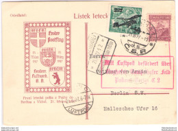 1927 CECOSLOVACCHIA, ERSTFLUG PRAHA-BERLIN SONDERCARTE - Cartolina Speciale I° - Autres & Non Classés