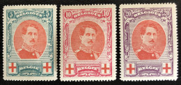 Belgique 1915 - 129/31 Roi Albert Ier (Croix-Rouge) MNH* - 1914-1915 Red Cross