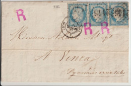 1875 - CERES - MARQUE "R" De RECOMMANDATION RARE / LETTRE De LYON => VINCA (PYRENEES ORIENTALES) ! - 1849-1876: Classic Period