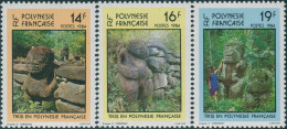 French Polynesia 1984 Sc#390-392,SG413-415 Marquesian Tikis Set MLH - Other & Unclassified