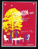Etiquette Vin  Grain De Folie Chinon 2005  Nicolas Grosbois  Panzoult Indre Et Loire 37 - Rouges