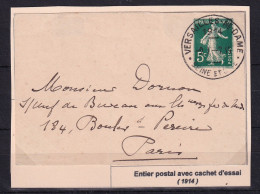 D 819 / N° 137 SUR ENTIER POSTAL CACHET D ESSAI - 1877-1920: Période Semi Moderne