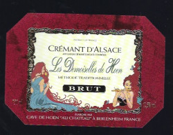 Etiquette Vin  Les Demoiselles De Hoen  Crémant D'Alsace Brut  Beblemheim  "femme" - Witte Wijn