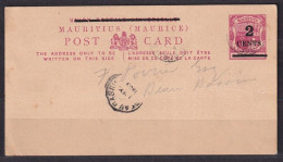 MAURITIUS. 1903/Quatre Bornes, Two-cents Revalued Postal Stationery Card/internal Mail. - Maurice (...-1967)