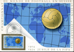 X1005 Switzerland,special Maximum Card 1954 Football World Champ. Fifa Jubilee,postmark Lausanne 15.6.1954 - 1954 – Switzerland