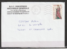 FRANCE -Yv :3640 Seul Sur Lettre, Aliénor D'Aquitaine - 10/03/ 2004 Oblitération Aurec Sur Loire 43 Hte Loire - Lettres & Documents