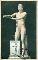 X1007 Italia, Maximum Card 1961 Olympiade Of Roma, Stamp 200 Lire Sculpture Athlete Apoxyomene Par Lysippe - Sculpture