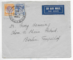 ENVELOPPE DE  SINGAPORE TO BERLIN  2 TIMBRES ** PAR AVION  ** - 1912-1949 République