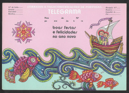 Portugal Télégramme Nouvelle Année Bateau Poisson Telegram New Year Ship Fish - Lettres & Documents
