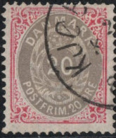 Danmark,1875 20 ø Carmine / Grey Frame Upright Perf 14:13½ 1 Value Cancelled - Oblitérés