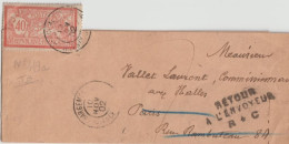 1902 - MERSON YVERT 119a VARIETE SANS TEINTE DE FOND ! Sur BANDE De VALENCE => PARIS => RETOUR - Lettres & Documents