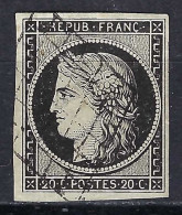 FRANCE Ca.1849: Le Y&T3a B Obl. GRILLE, Ni Pli Ni Aminci - 1849-1850 Ceres