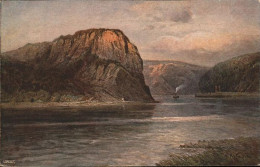 71471761 Loreley Lorelei Rheinpanorama Mit Felsen Schiff Kuenstlerkarte Loreley  - Loreley