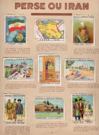 9 X Chromos PERSE IRAN Persia  Map Flag History 1930s Serie Complete Pub: ASIE Pupier TB 68 X 51mm 1 Feuille - Other & Unclassified