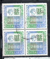 ITALIA REPUBBLICA ITALY REPUBLIC 1978 1987 ALTI VALORI HIGHT VALUES 1979 LIRE 2000 QUARTINA USATA BLOCK USED OBLITERE' - 1971-80: Oblitérés