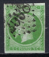 FRANCE Ca.1863: Le Y&T 12 B Obl. GC 2598 (Nancy), Ni Pli Ni Aminci - 1853-1860 Napoléon III