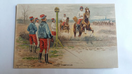 CPA MILITAIRES CAVALERIE CHEVAL CHEVAUX SAUTS D OBSTACLES DESSIN ILLUSTRATEUR EUGENE CHAPERON - Regiments