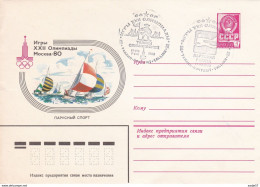 USSR Russia Olympic Games Yachting Regatta Postal Stationery Cover Tallinn 1980 Spec Canc - Voile