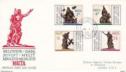 MALTA 1967, SG385-8 300th Anniv. Death Melchior Gafa (Sculptor, Art) FDC - Sculpture