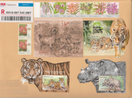 Malaysia Actual Shipment Sample 9x12.75" Envelope Size 2019 Wildlife Conservation Tiger 2015 Farm Animals Wood - Malaysia (1964-...)