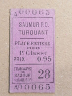 Ticket Tramways De Saumur Et Banlieue - Other & Unclassified