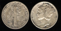 USA Mercury Silver Dime 1945 S 10 Cent VF-EF - Autres – Amérique