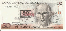 BRAZIL 50 CRUZEIROS ON 50 CRUZADOS NOVOS N/D (1990) - Brésil