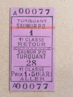 Ticket Tramways De Saumur Et Banlieue - Other & Unclassified