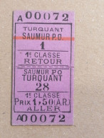 Ticket Tramways De Saumur Et Banlieue - Altri & Non Classificati