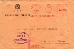 Italia, Affrancatura Meccanica Rossa,  12/10/1950, Città Di Casale Monferrato  - Scalpellata Ema Meter Am + Ovale - Machines à Affranchir (EMA)